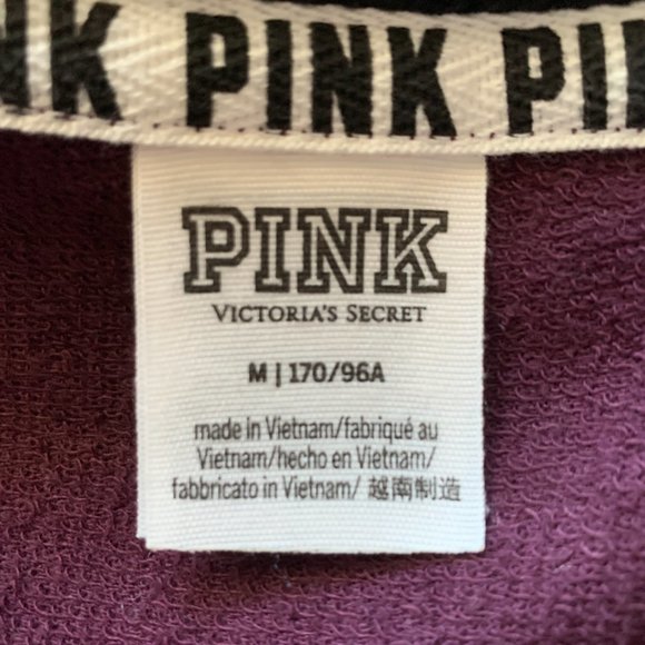 PINK Burgundy Pullover with Sherpa Collar M - Picture 4 of 5